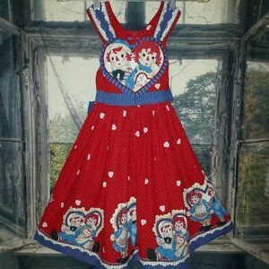 Vintage Daisy Kingdom Handmade Valentine Raggedy Ann Andy Themed Dress So Cute ❤